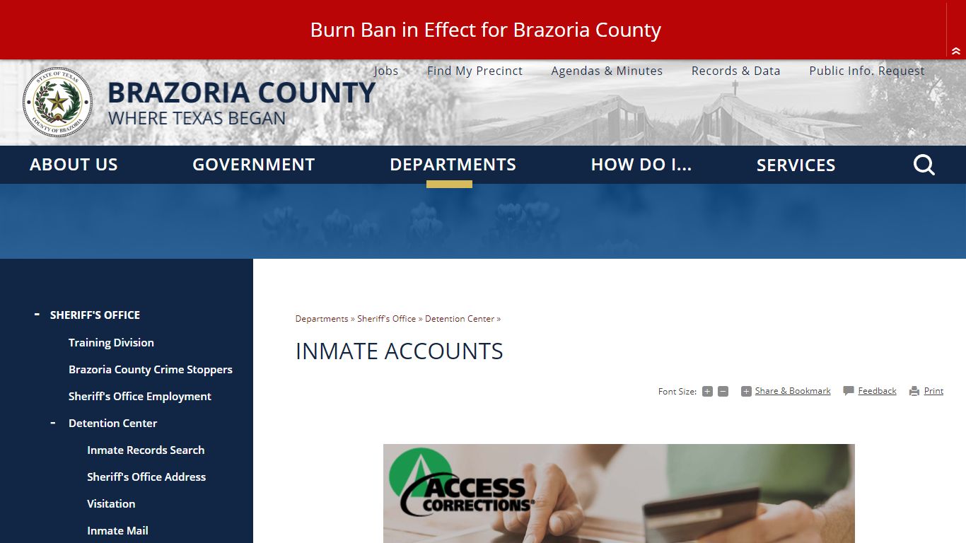 Inmate Accounts - Brazoria County, TX